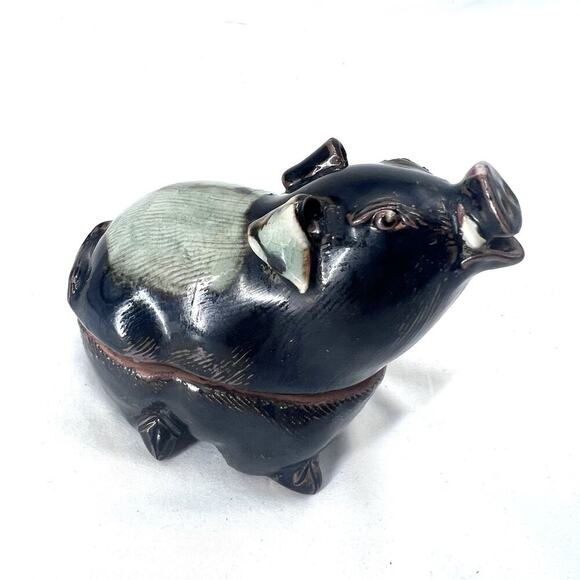 Vintage Ceramic Lidded Pig Candle Figurine Trinket Box - Picture 2 of 9